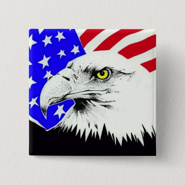 Bald eagle 15 cm square badge (Front)