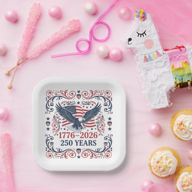 Bald Eagle 250 years of Freedom 2 Paper Plate (Party)