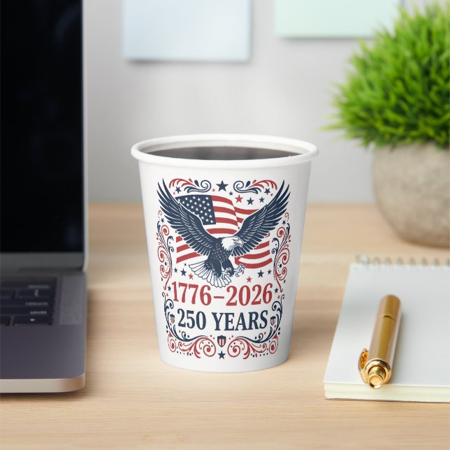 Bald Eagle 250 years of Freedom Paper Cups (Insitu)