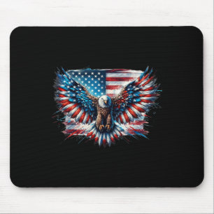 Bald Eagle 4th Of July American Flag Patriotic Fre Mouse Mat