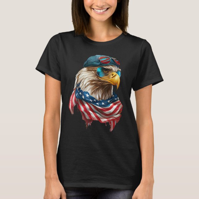 Bald Eagle 4th of July Christmas American Flag Of  T-Shirt (Front)