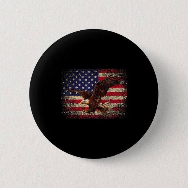 Bald Eagle 4th Of July Christmas Gift American Fla 6 Cm Round Badge (Front)