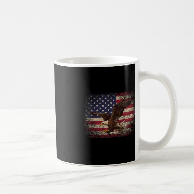 Bald Eagle 4th of July Christmas Gift American Fla Coffee Mug (Right)