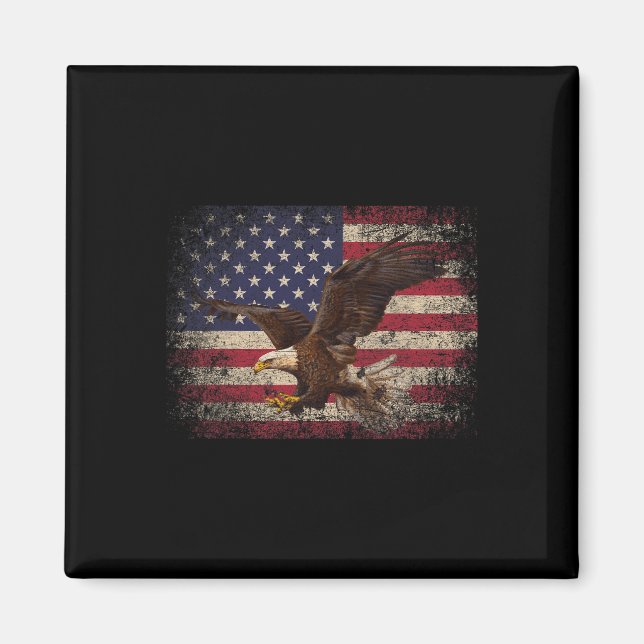 Bald Eagle 4th of July Christmas Gift American Fla Magnet (Front)