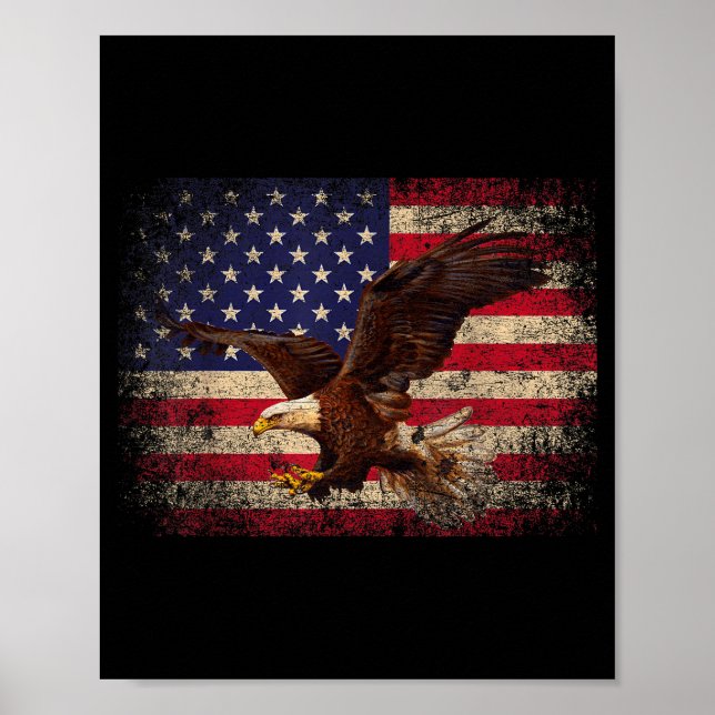 Bald Eagle 4th Of July Christmas Gift American Fla Poster (Front)