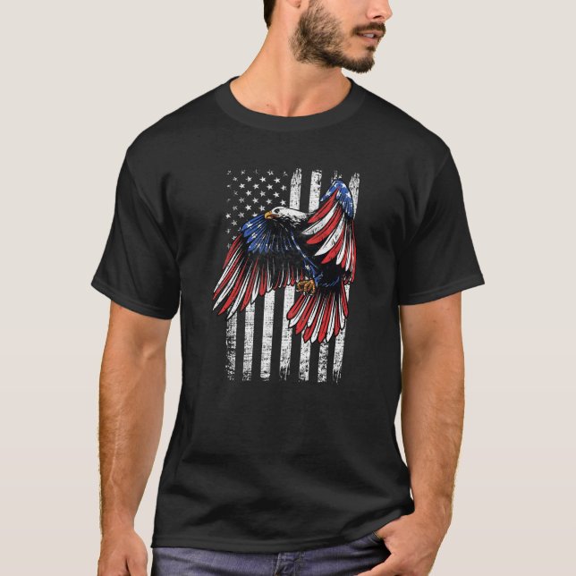 Bald Eagle 4th of July Merica Men Women USA Flag P T-Shirt (Front)