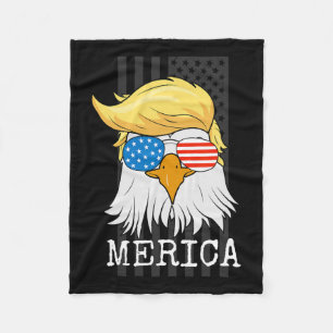 Bald Eagle 4th Of July Trump American Flag Funny G Fleece Blanket