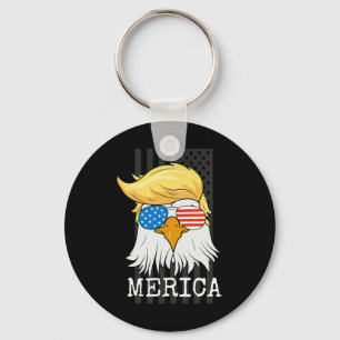 Bald Eagle 4th Of July Trump American Flag Funny G Key Ring
