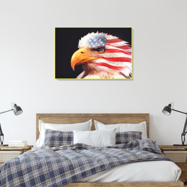 Bald Eagle 4th Of July Wrapped Canvas Print (Insitu(Bedroom))