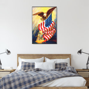 Bald Eagle 4th Of July Wrapped Canvas Print