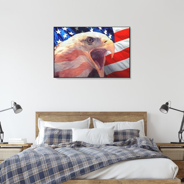 Bald Eagle 4th Of July Wrapped Canvas Print (Insitu(Bedroom))
