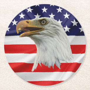 Bald Eagle alluring patriotic gift Round Paper Coaster