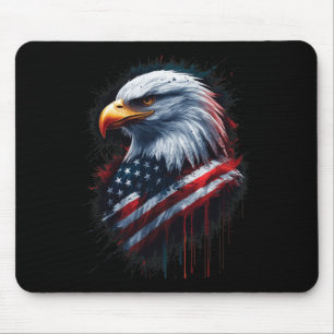 Bald Eagle American Flag 4th Of July Patriotic Ink Mouse Mat