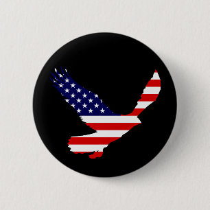 Bald Eagle American Flag 6 Cm Round Badge