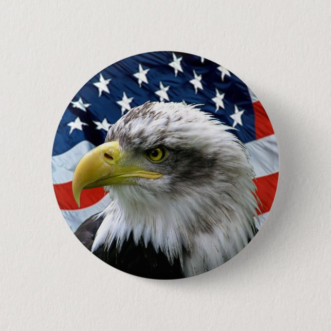 Bald Eagle American Flag Button (Front)
