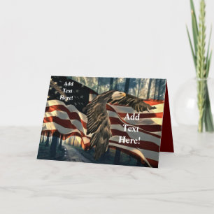 Bald Eagle American Flag Card