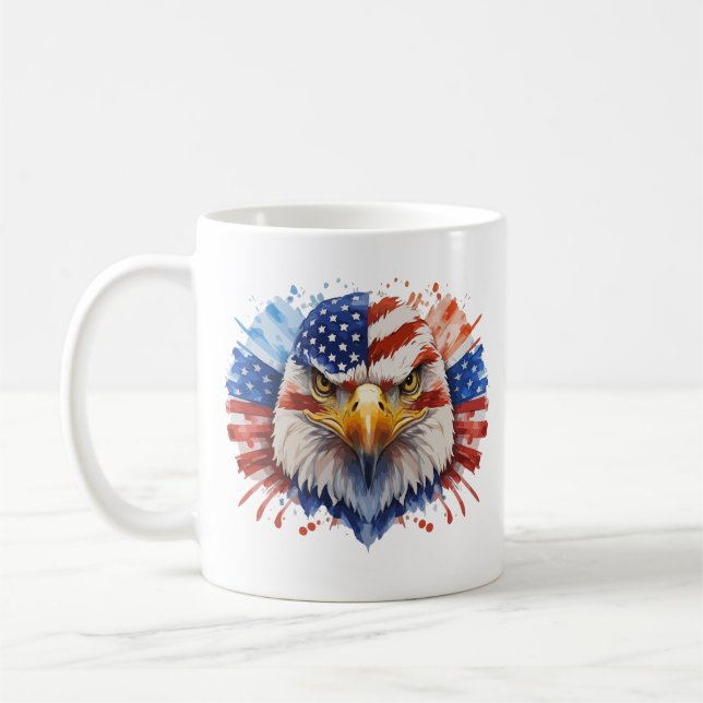Bald Eagle American Flag Coffee Mug (Left)