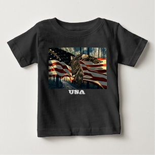 Bald Eagle American Flag Country Road Baby T-Shirt