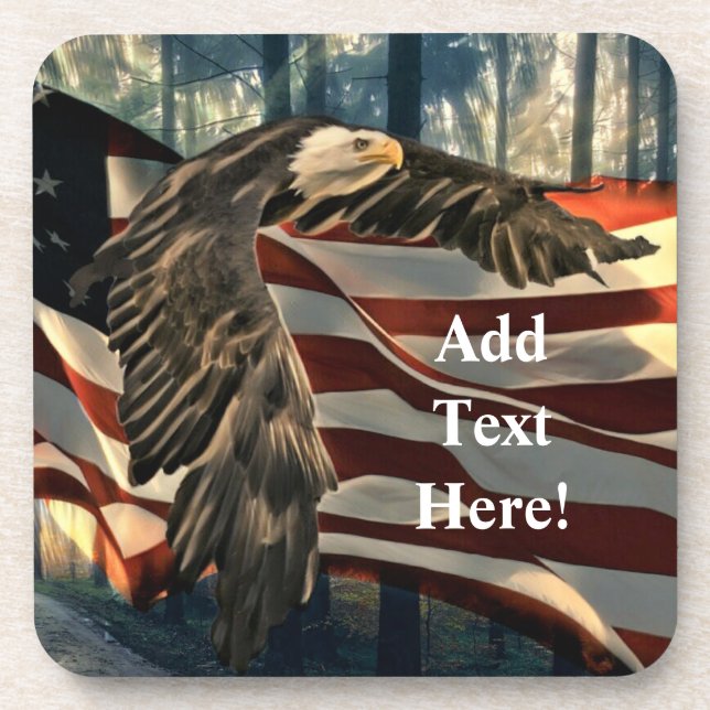 Bald Eagle American Flag Country Road Beverage Coa Coaster (Front)