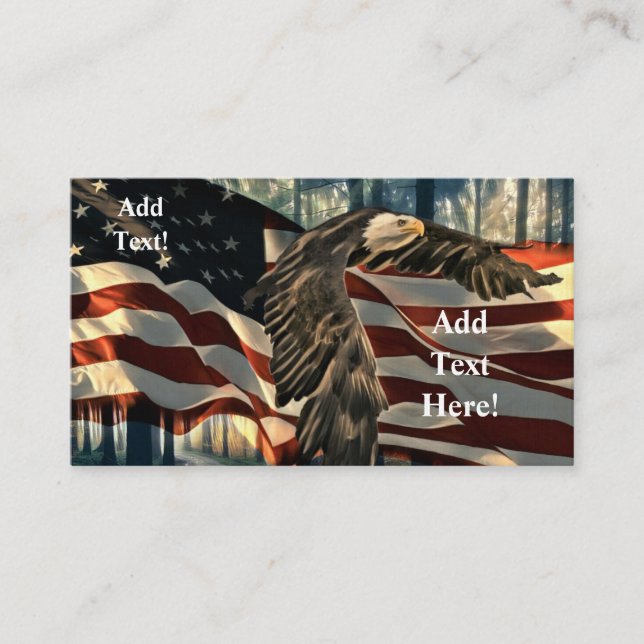 Bald Eagle American Flag Country Road Business Car Business Card (Front)