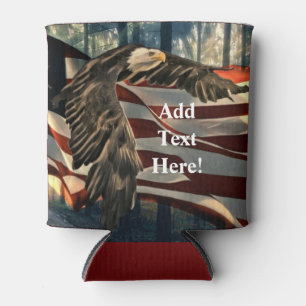 Bald Eagle American Flag Country Road Can Cooler