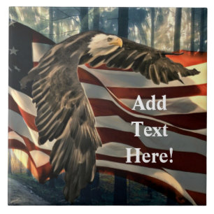 Bald Eagle American Flag Country Road Ceramic Tile