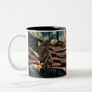 Bald Eagle American Flag Country Road Coffee Mug