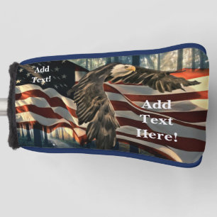 Bald Eagle American Flag Country Road Golf Head Cover