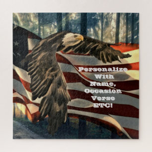 Bald Eagle American Flag Country Road Jigsaw Puzzl Jigsaw Puzzle