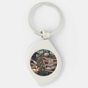 Bald Eagle American Flag Country Road Keychain