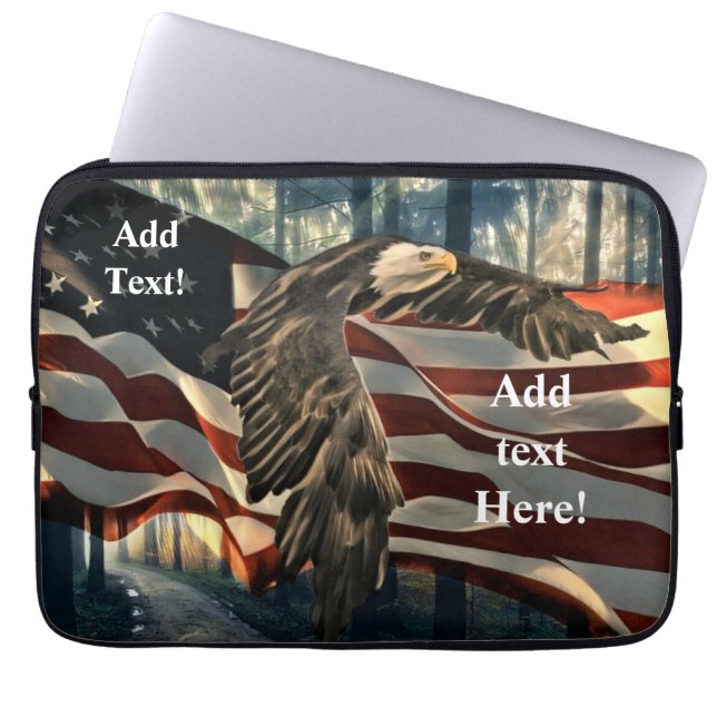 Bald Eagle American Flag Country Road Laptop Sleev Laptop Sleeve (Front)