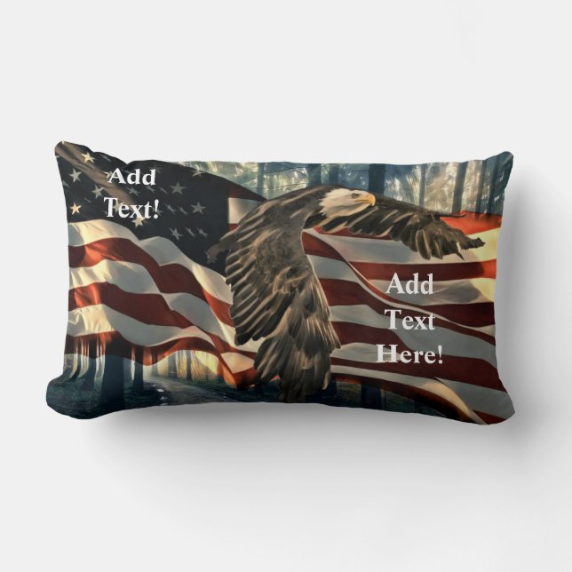 Bald Eagle American Flag Country Road Lumbar Pillo Lumbar Cushion (Front)