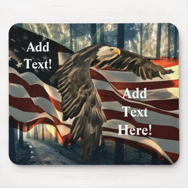 Bald Eagle American Flag Country Road Mouse Pad (Front)
