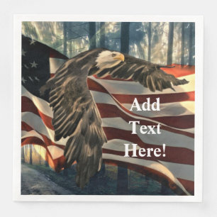 Bald Eagle American Flag Country Road Paper Dinner Napkin