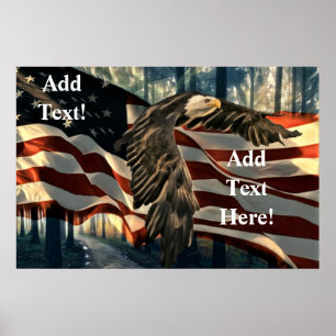 Bald Eagle American Flag Country Road Poster