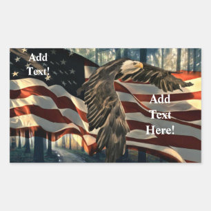 Bald Eagle American Flag Country Road Rectangular Sticker