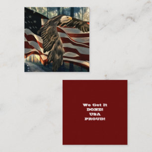 Bald Eagle American Flag Country Road Square Business Card