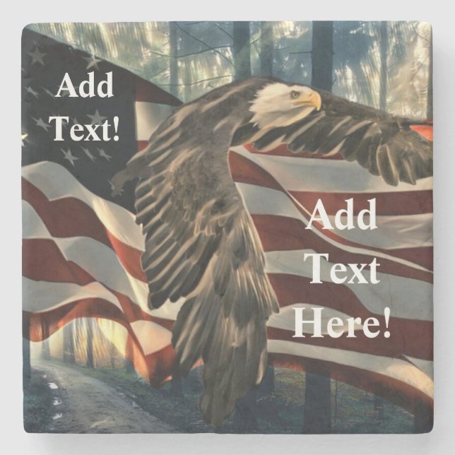 Bald Eagle American Flag Country Road Stone Coaste Stone Coaster (Front)