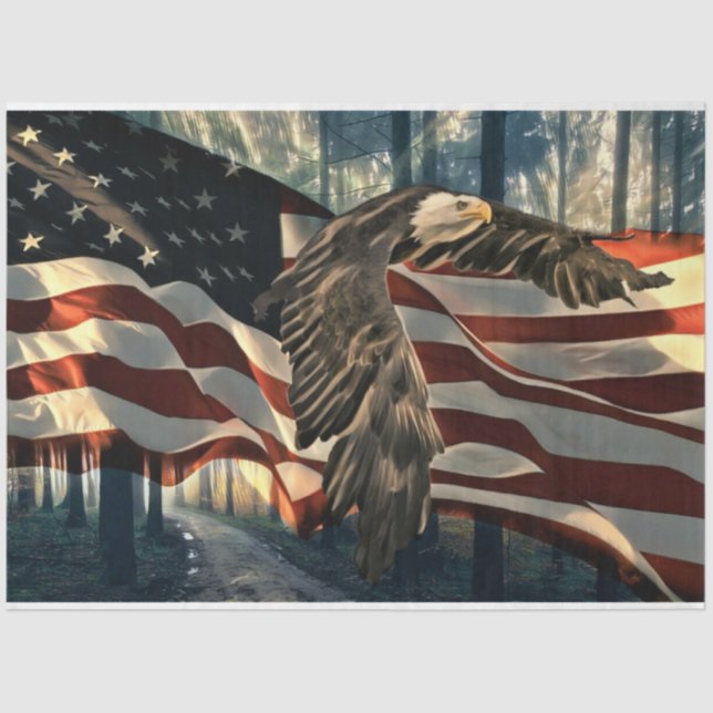Bald Eagle American Flag Country Road Tissue Paper (Front)