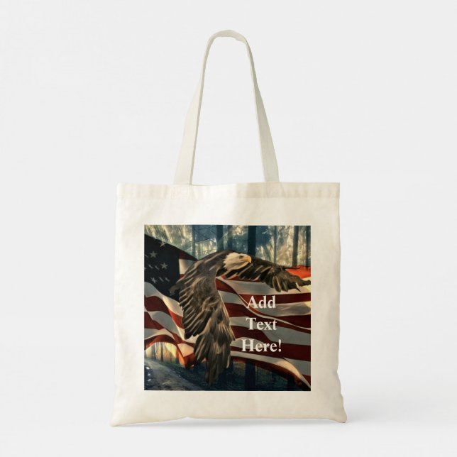 Bald Eagle American Flag Country Road Tote Bag (Back)
