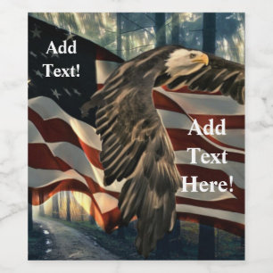 Bald Eagle American Flag Country Road Wine Label