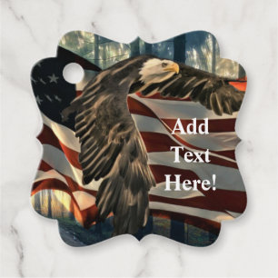 Bald Eagle American Flag Favour Tags