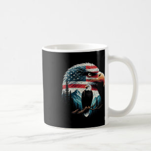 Bald Eagle American Flag For 4th Of July Red White Coffee Mug
