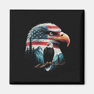 Bald Eagle American Flag For 4th Of July Red White Magnet