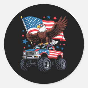 Bald Eagle American Flag Happy 4th Of July Indepen Classic Round Sticker