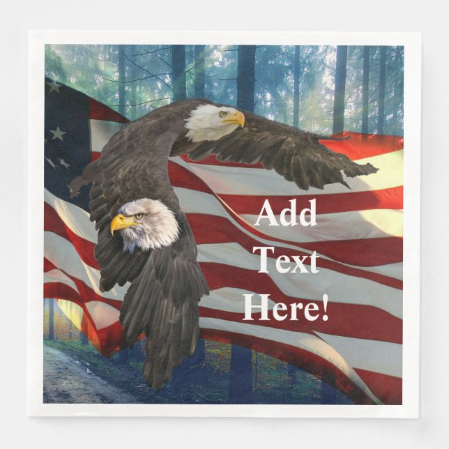 Bald Eagle American Flag Napkin (Front)