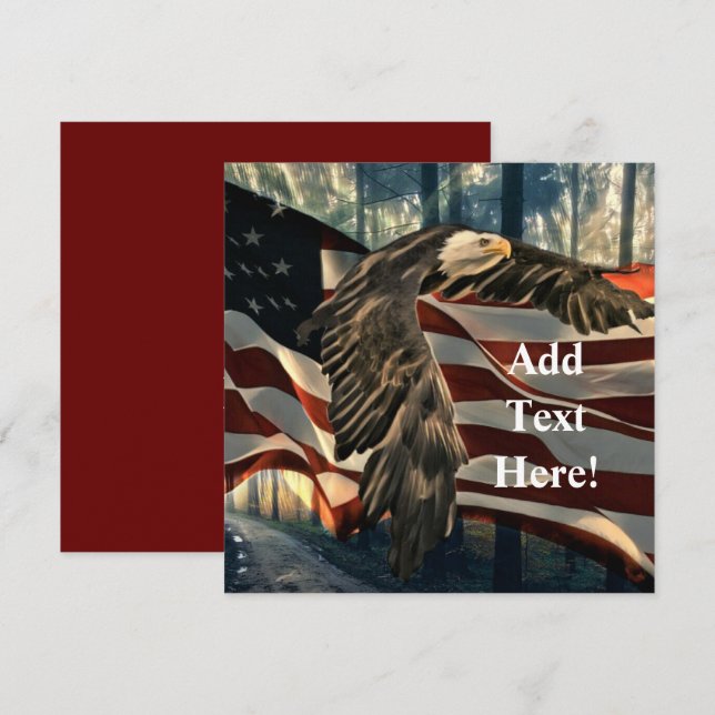 Bald Eagle American Flag  Note Card (Front/Back)