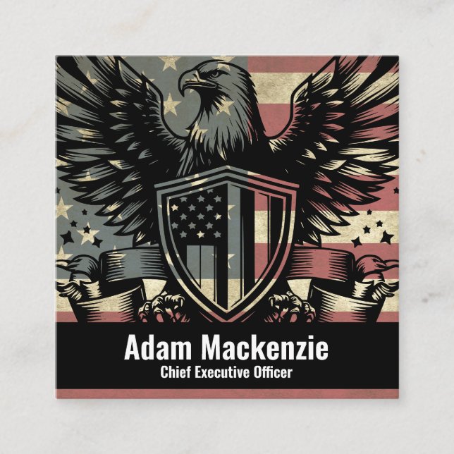Bald Eagle American Flag Patriotic Business Card (Front)