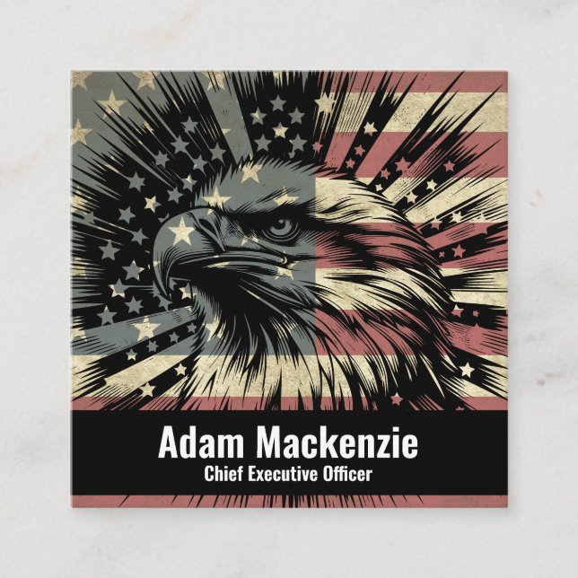 Bald Eagle American Flag Patriotic Business Card (Front)