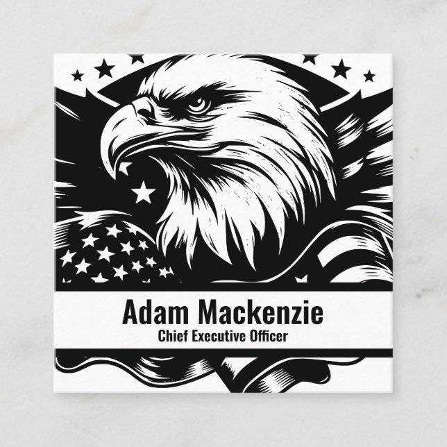 Bald Eagle American Flag Patriotic Business Card (Front)